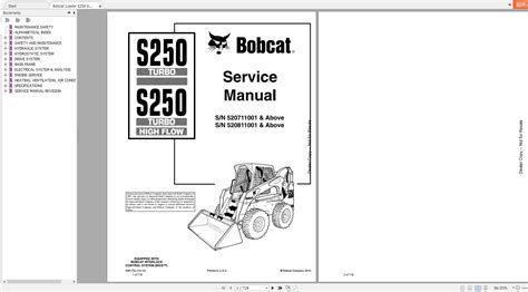 bobcat s250 skid steer loader service manual|bobcat s250 price.